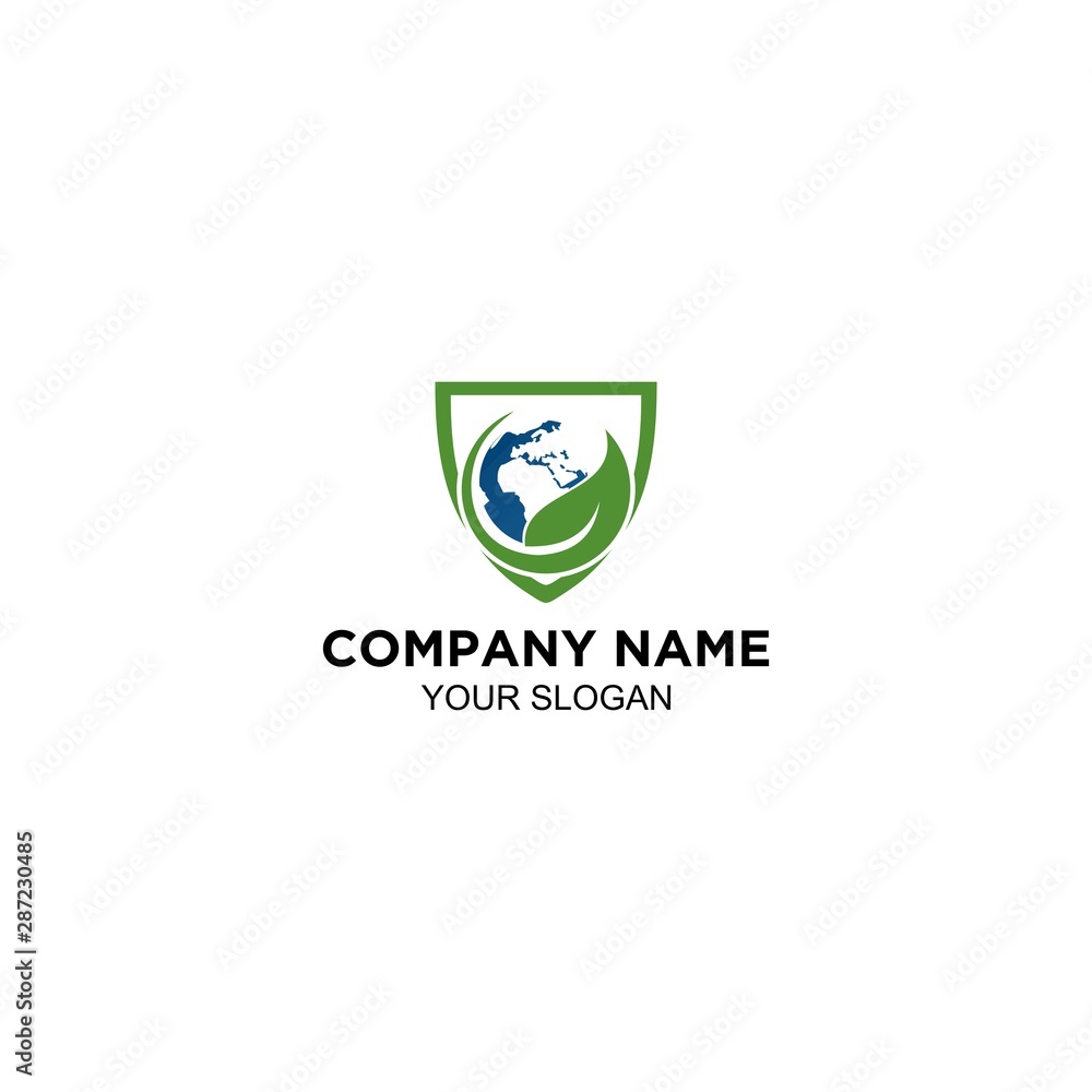 Eco World Shield Logo Design Vector Eco World Shield Logo Design Vector