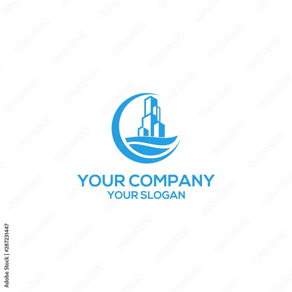 ocean building logo design vector