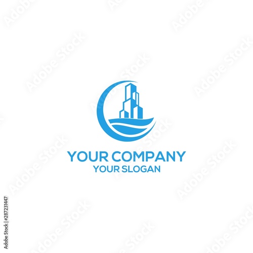 ocean building logo design vector