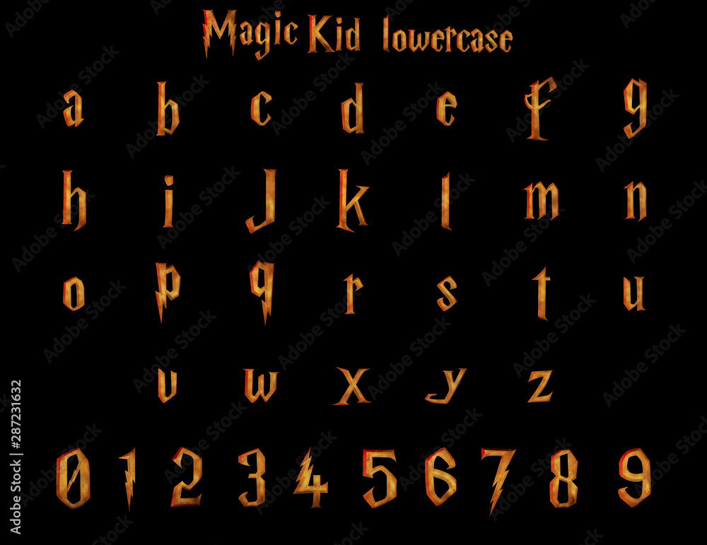 Naklejka premium Magic Kid Fantasy Alphabet - ilustracja 3D