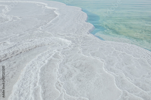 Dead Sea. Salt at the bottom of the Dead Sea