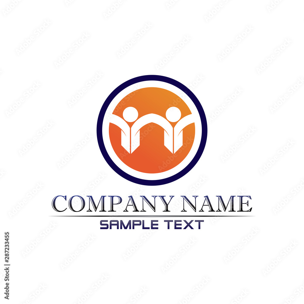 Fototapeta premium Community people care logo and symbols template