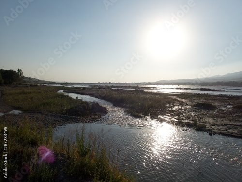 beautiful sunset over a river watter