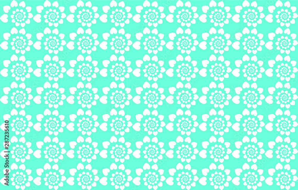 Background seamless pattern made of geometric spiral heart pattern. Vector illustration