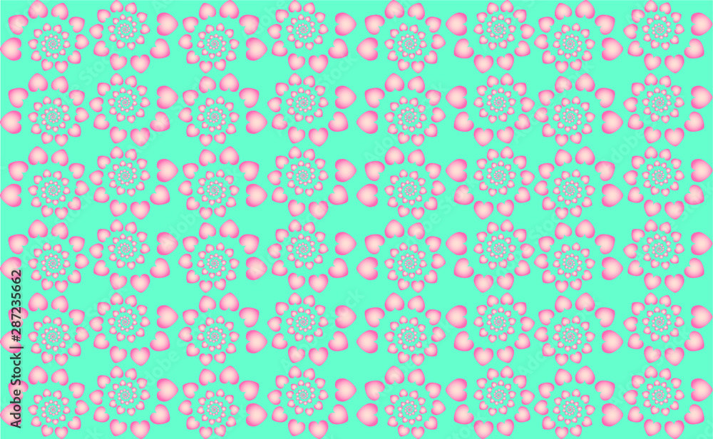 Background seamless pattern made of geometric spiral heart pattern. Vector illustration