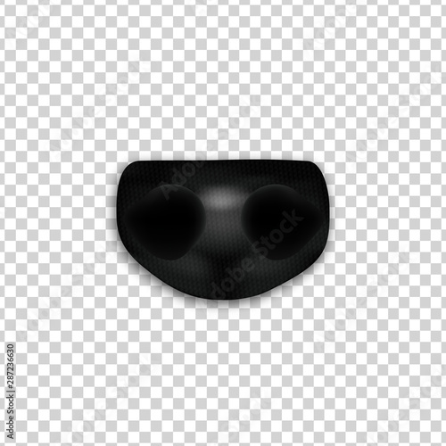 Vector realistic isolated dog nose for photo decoration and template covering on the transparent background.