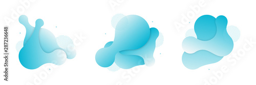 Vector set of fluid isolated abstract geometric blue Christmas gradient shapes for modern website and graphic design on the white background. Concept of dynamic composition.