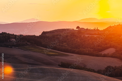 autumn, background, beautiful, blue, building, chianti, country, countryside, crete, crete senesi, cypress, destination, europe, farm, farmland, field, gimignano, grassland, hill, holiday, house, ital photo