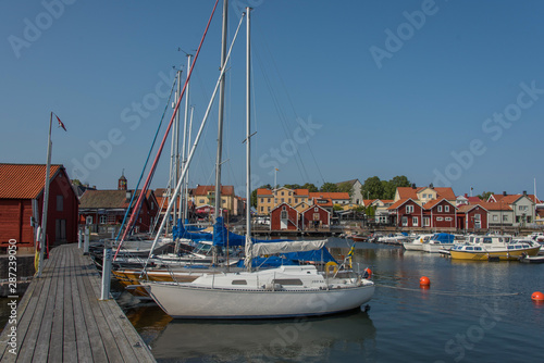 Photography View over the harbour of the town Öregrund in the archipelago north of Stockholm