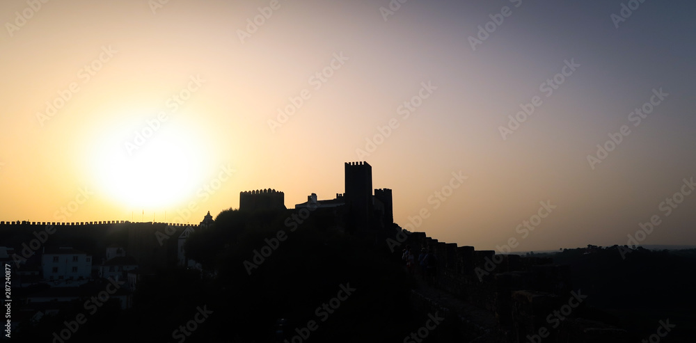 Obidos Castle at sunset. Portugal