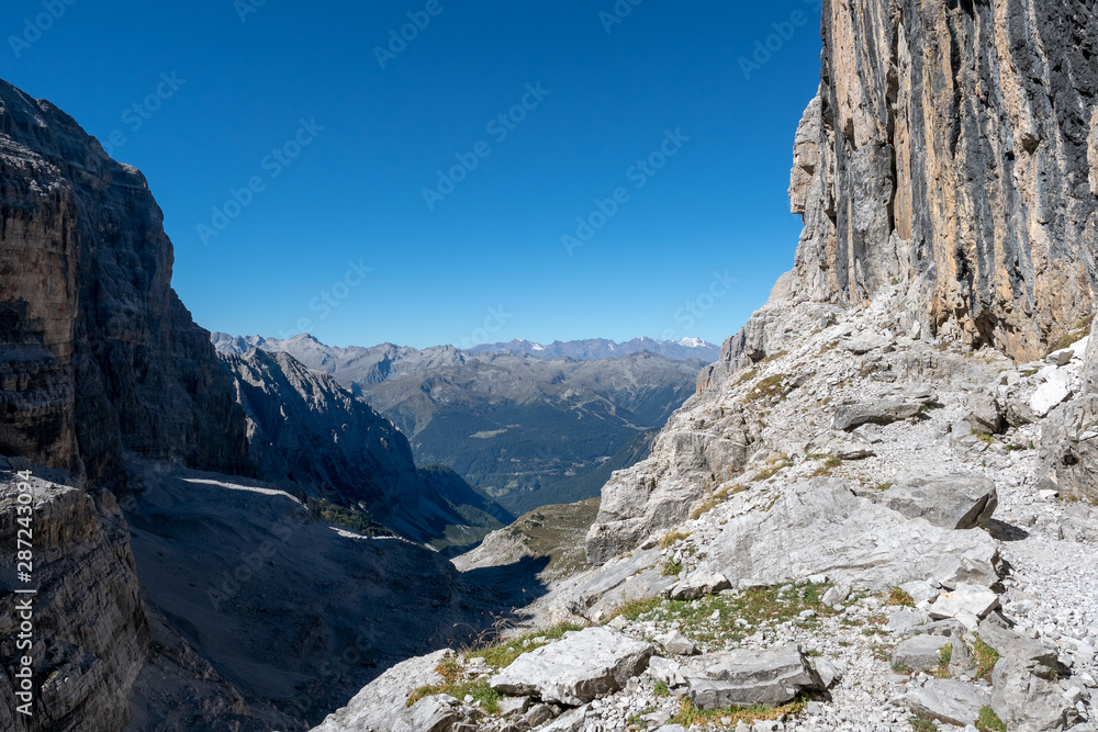 Fototapeta premium Panoramic view of famous Dolomites mountain peaks, Brenta. Trentino, Italy