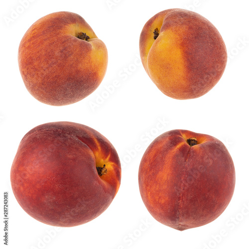 set of fresh peach isolated on white background