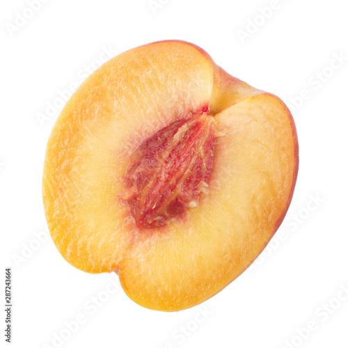 half fresh peach isolated on white background