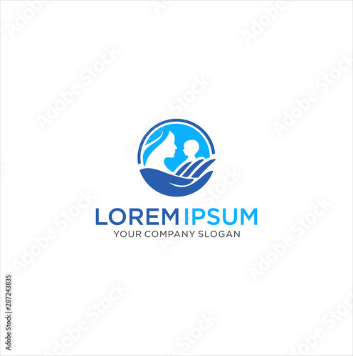 hand care mom and child logo design concept template. Mom And Baby Logo. Baby Care Logo Design Concept Template , Mother Care Logo . 