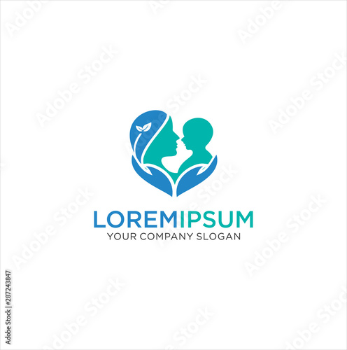 Mom And Baby Logo , Baby Care Logo Design Concept Template , Mother Care Logo . hand care mom and child logo design concept template