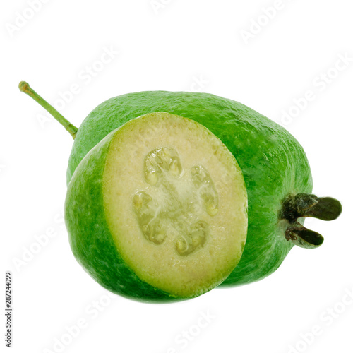 two feijoa isolated on white background
