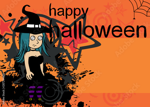 halloween background pretty witch kawaii cartoon
