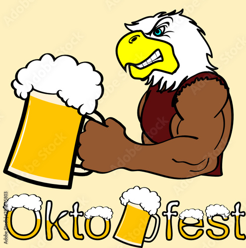 oktoberfest strong eagle cartoon in vector format