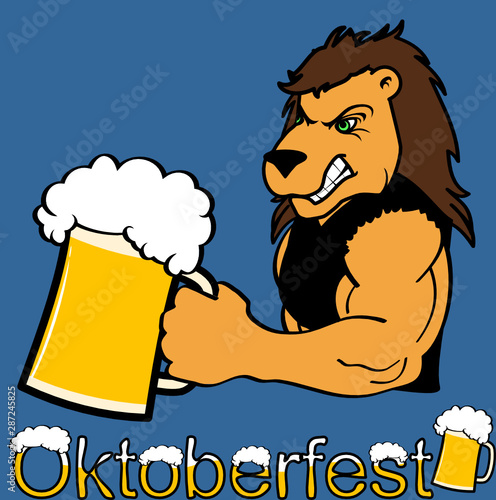 oktoberfest strong lion cartoon