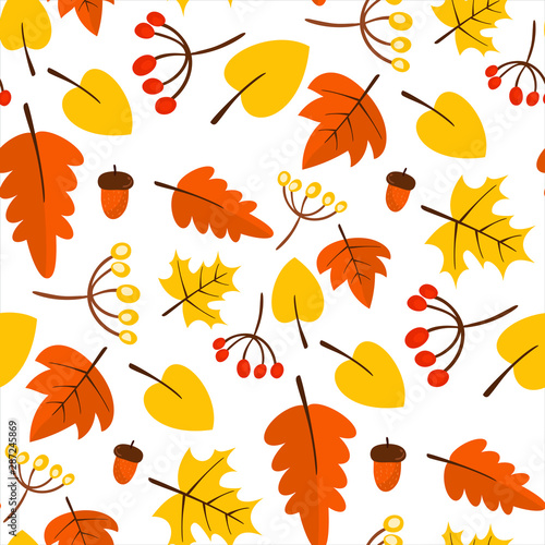 Seamless repeating pattern. Autumn background. Wallpaper, textile, greeting card design. Vector.