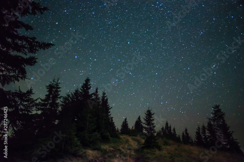 Starry sky in the mountains in summer
