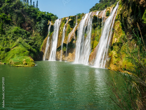 Nine Dragon waterfalls near the City of Luoping  Yunnan Province - China .