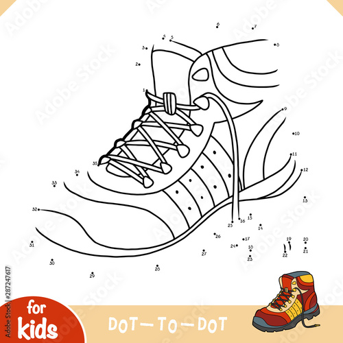 Numbers game, education game for children, Hiking boots