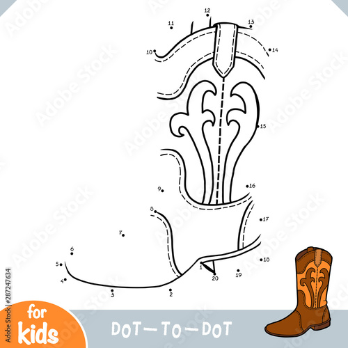 Numbers game, education game for children, Western boots