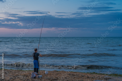 Luc-Sur-Mer, France - 08 12 2019: The fisherman on the coast