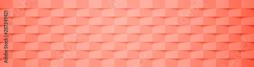 Living coral geometric checkered cover design pattern. Abstract background.