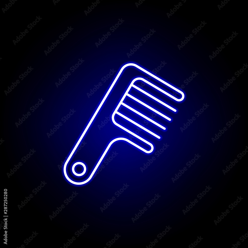 comb line neon icon. Elements of Beauty and Cosmetics illustration icon. Signs and symbols can be used for web, logo, mobile app, UI, UX comb line neon icon. Elements of Beauty and Cosmetics illustration icon. Signs and symbols can be used for web, logo, mobile app, UI, UX