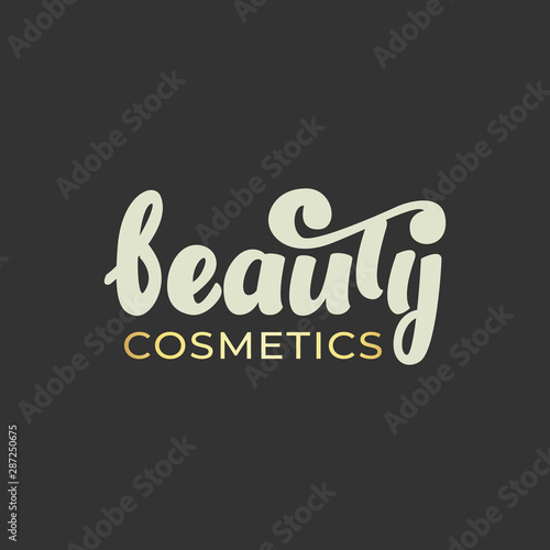 Beauty cosmetics - lettering logo design. Vector illustration.