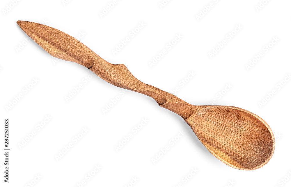 wooden spoon carved on isolated white background wooden spoon carved on isolated white background