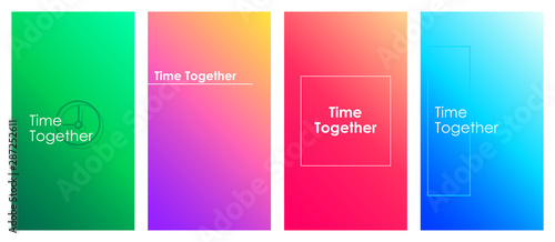 Time together social media stories duotone template set. Gradient inspirational phrase web banner with text, content layout. Modern vibrant mobile app with inscription. Blending colors mockup pack