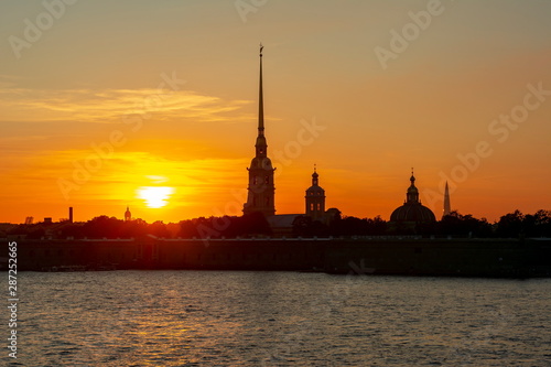 Peter and Paul Fortress at sunset, St Petersburg, Russia