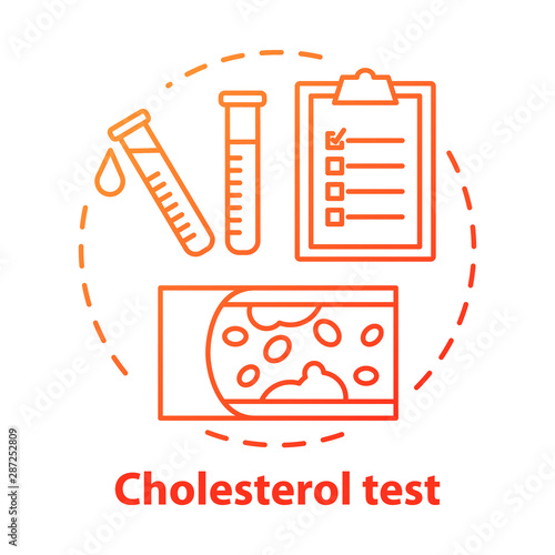 Cholesterol level lab testing concept icon. Checking fat blocked arteries idea thin line illustration. Monitoring atherosclerosis symptoms. Vector isolated outline drawing. Editable stroke