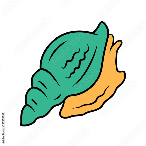 Blue triton color icon. Large mollusk with spiral shell. Tropical seashell. Sea snail. Underwater world inhabitant. Predatory aquatic mollusk. Marine creature. Isolated vector illustration