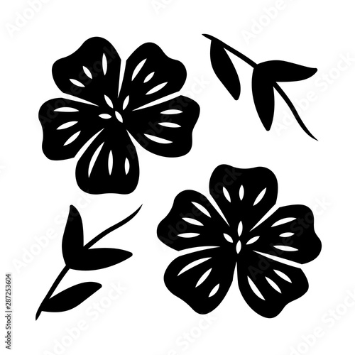 Blue flax plant glyph icon. Linen wild flower. Spring blossom. Blooming linum wildflower. Silhouette symbol. Negative space. Vector isolated illustration