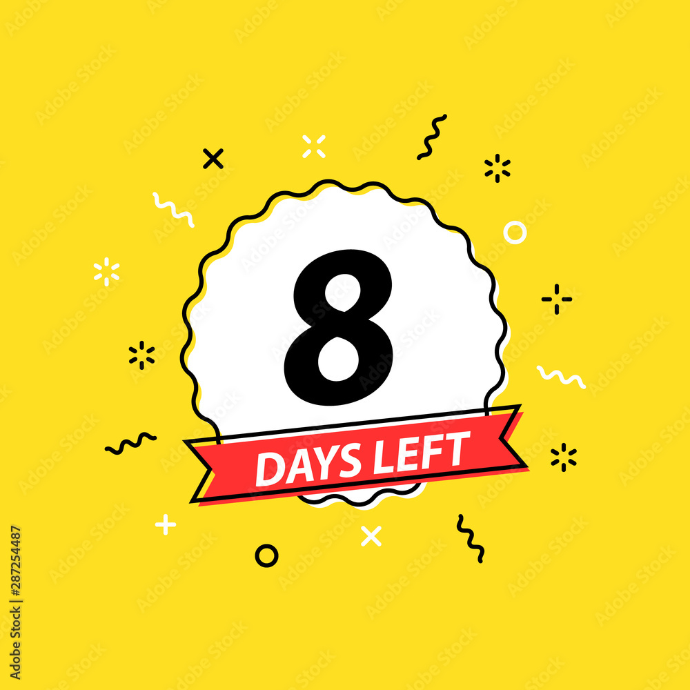 Number 8 Days Left To Go Promotional Banners Collection Badges Sale Landing Page Banner Stock Vector Adobe Stock