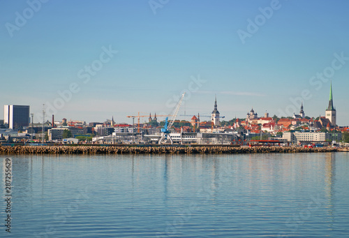 Port of Tallinn and old town in Estonia.