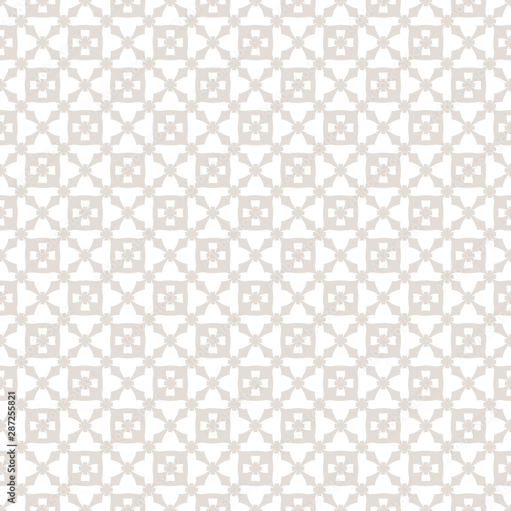 Subtle vector geometric seamless pattern with small flowers, crosses, grid