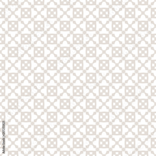 Subtle vector geometric seamless pattern with small flowers, crosses, grid