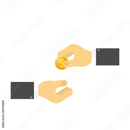 A rich person gives alms to a poor person. Vector illustration .