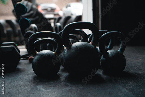 dumbbells in gym