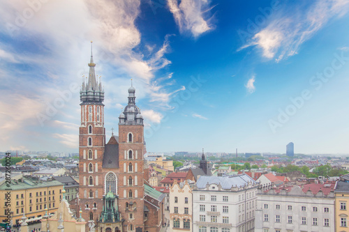 Beautiful view of the Church of the Assumption of the Blessed Virgin Mary  St. Mary s Church  in Krakow  Poland