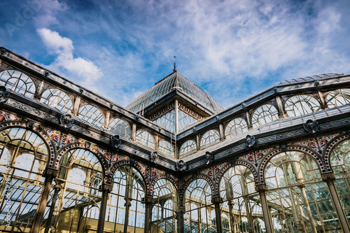 Exterior of the Crystal Palace in Madrid, a must for tourists, in the Retiro Park.