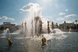 The fountain of Friendship of peoples at Exhibition of achievements of the national economy (VDNH) in the sunlight on a Sunny day. Moscow attractions of World tourism.