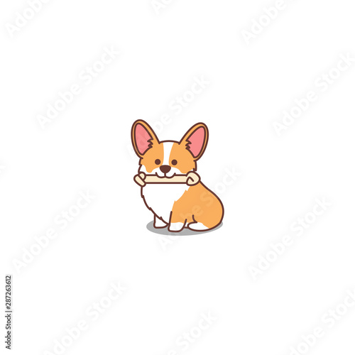 Cute welsh corgi puppy cartoon icon, vector illustration
