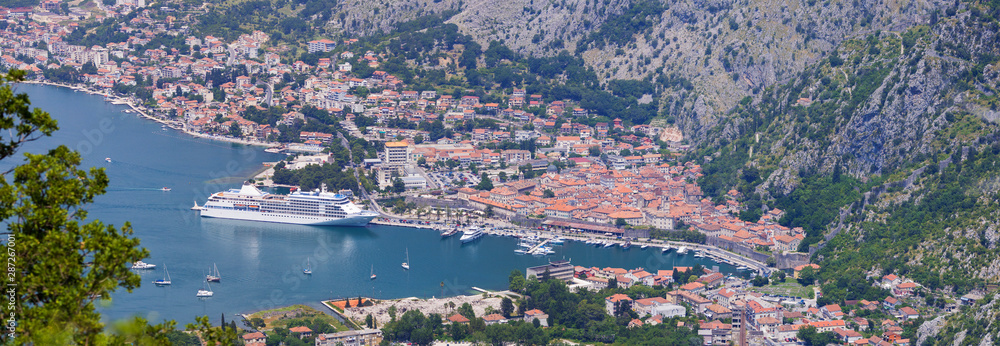 Panorama of old town Kotor in Montenegro