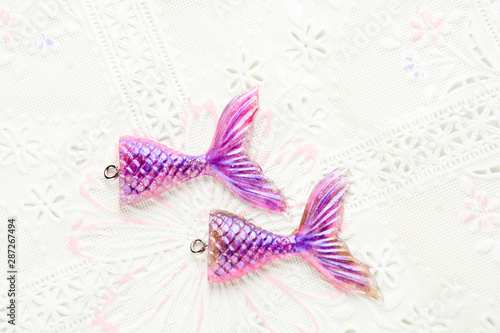 Mermaid tail glitter resin keychain charms